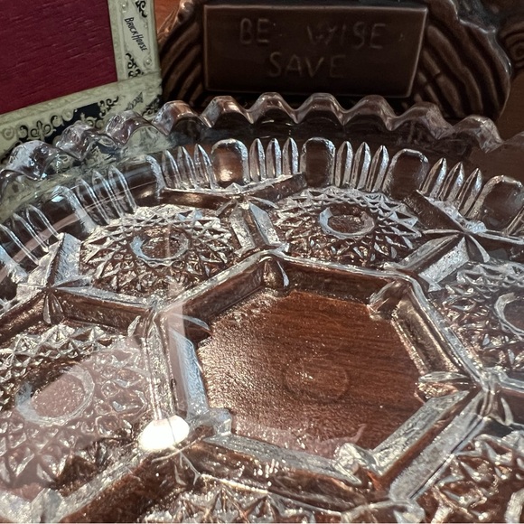 Vintage Cut Clear Glass Ashtray - Picture 3 of 5